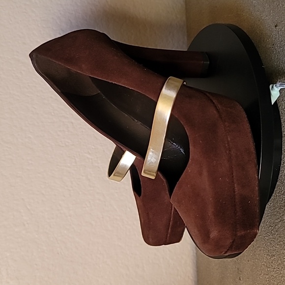 Vintage GUCCI Brown Suede Platform Slide Chunky Heels. 5.5M - Picture 4 of 10